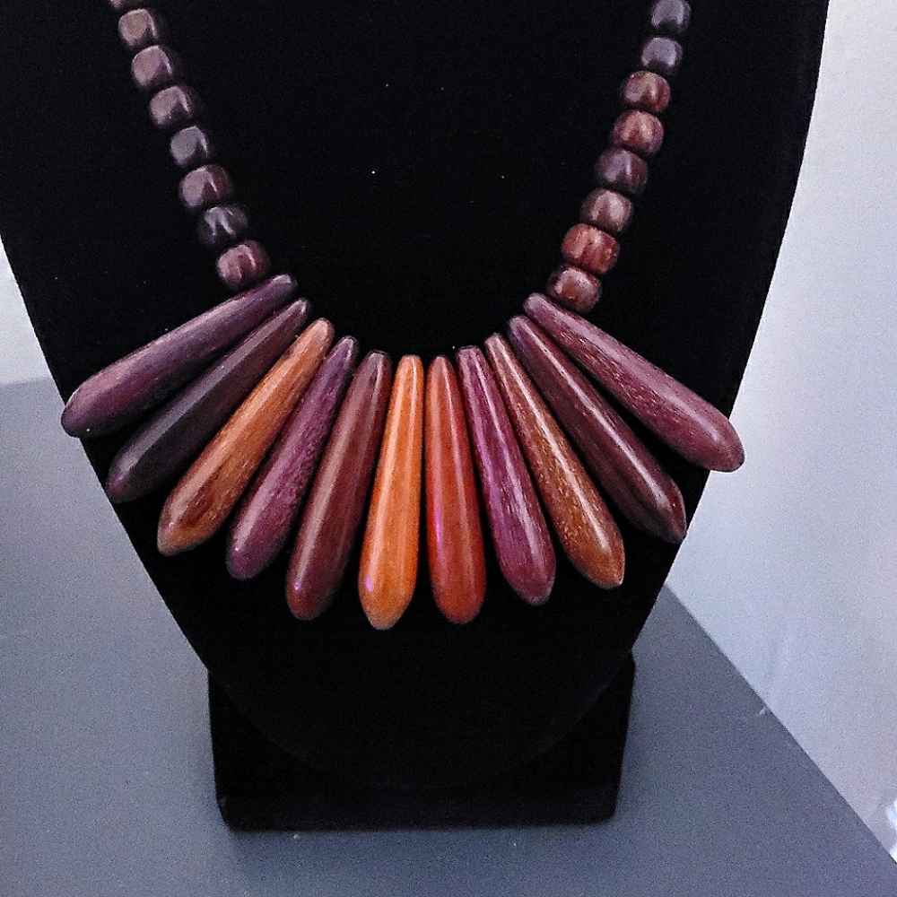 Wood Bead Collar Necklace